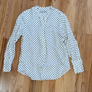 Everlane White and Black Polka Dot Blouse Popover